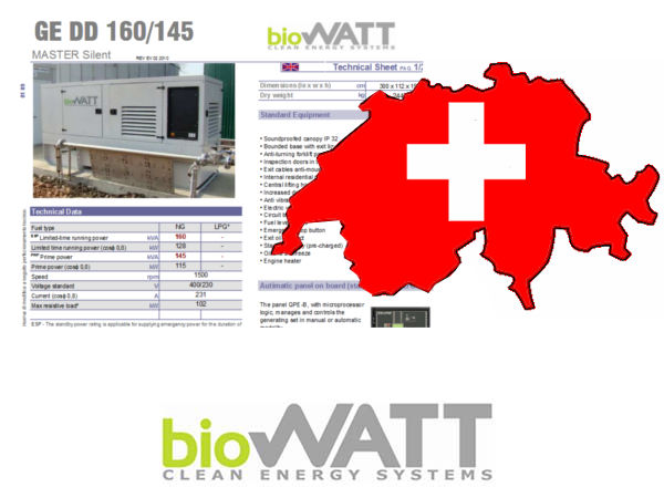 Collaudato in Svizzera il Genset BioWATT a Gas Naturale da 145 KVA