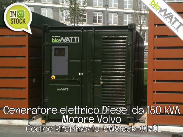 Pronta Consegna: Generatore elettrico da 150 kVA Volvo | Rif. bWstock-01VOL